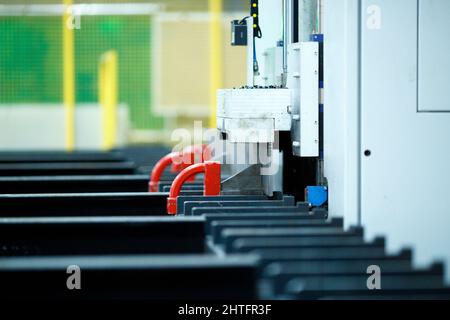 Closeup shot of the details of machinery for metal fabrication Stock Photo