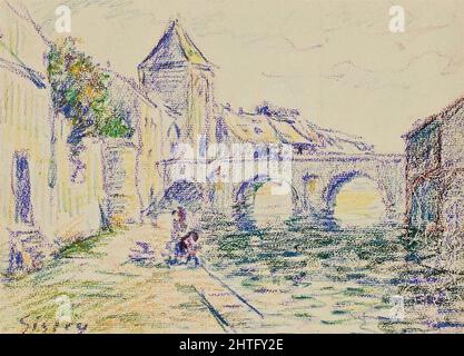 ALFRED SISLEY (1839 - 1899) - VIEW OF MORET SUR LOING PASTEL Stock Photo