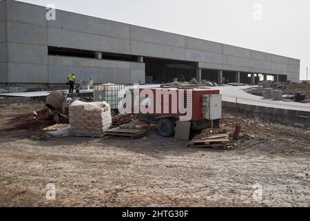 unfinished new municipal swimming pool under construction in playa blanca in Lanzarote, canary islands, spain Stock Photo