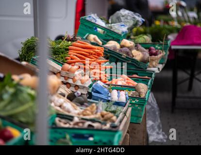 Natural fruits and vegetables without preservatives, on natural soil without artificial fertilizers and GMOs Stock Photo