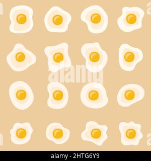 Set of fried eggs. Top view. Healthy breakfast, vector illustration Stock Vector