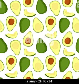 Seamless pattern with avocado. Healthy food. Texture for packaging, wrapping paper, fabric, vector illustration Stock Vector