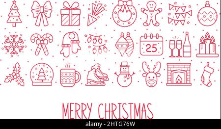 Christmas background with icons. Merry Christmas. Vector illustration Stock Vector