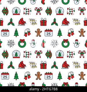 Seamless christmas and new year pattern, vector illustration Stock Vector