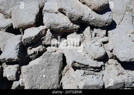 600 year old Adobe Brick from the ruins of Kuaua Pueblo on the banks of the Rio Grande River in New Mexico. Stock Photo
