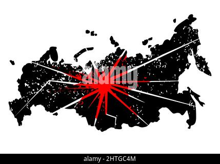 Destruction of the Russia because of the crisis and sanctions. Grunge abstract background. Modern problems of mankind, environmental disasters, war, f Stock Vector