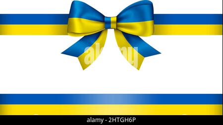 Bow and ribbon with ukraine flag colors. blue and yellow bow with ribbon Stock Vector
