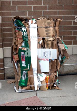 Wrapped cardboard material ready for recycling. St Paul Minnesota MN USA Stock Photo