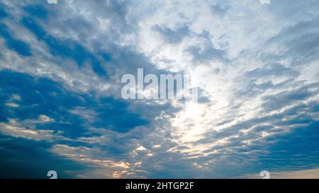 A vibrant sunset during the winter season Stock Photo