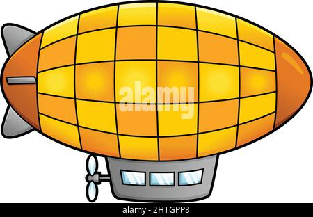 Zeppelin Colored Cartoon Clipart Illustration Stock Vector