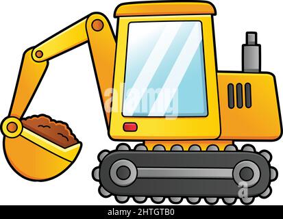 Excavator Cartoon Clipart Colored Illustration Stock Vector