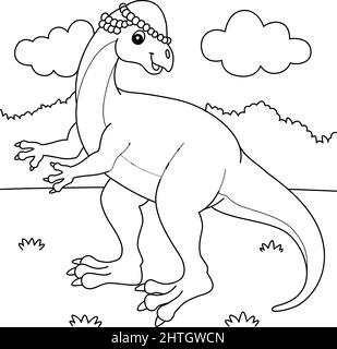Wannanosaurus Coloring Page for Kids Stock Vector