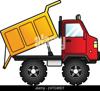 Dump Truck Cartoon Clipart Colored Illustration Stock Vector