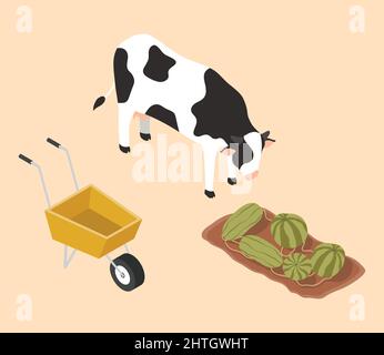 three isometric farming set icons Stock Vector