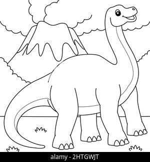 Brontosaurus Coloring Page for Kids Stock Vector