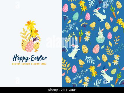 Festive spring and easter decorations layout background, Vector illustration Stock Vector