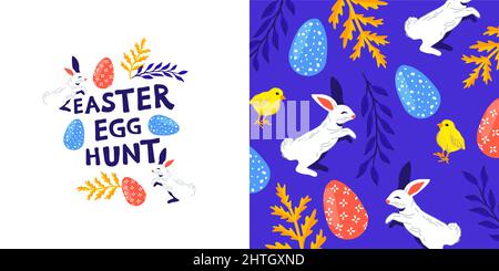 Festive spring and easter decorations and patterns layout background, Vector illustration Stock Vector