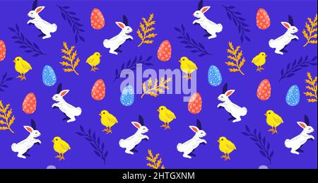 Blue festive spring and easter decorations and texture layout background, Vector illustration Stock Vector