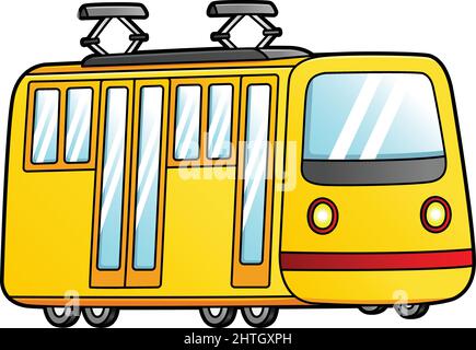 Tram Cartoon Clipart Colored Illustration Stock Vector