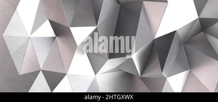 Distorted low poly backdrop with sharp lines in black and white Stock Photo