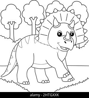 Triceratops Coloring Page for Kids Stock Vector