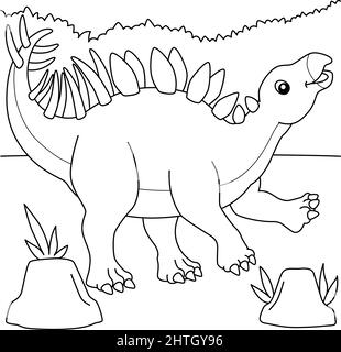 Kentrosaurus Coloring Page for Kids Stock Vector