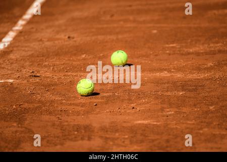 Roland Garros tennis balls Stock Photo