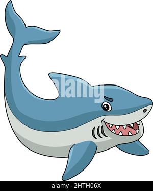 Great White Shark Colored Cartoon Illustration Stock Vector