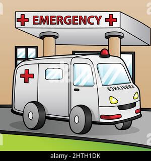 Ambulance Cartoon Colored Vehicle Illustration Stock Vector