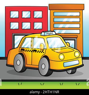 Taxi Cartoon Colored Vehicle Illustration Stock Vector