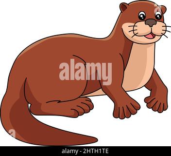 River Otter Cartoon Clipart Illustration Stock Vector