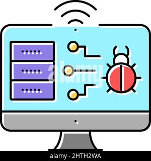 web attacks color icon vector illustration Stock Vector