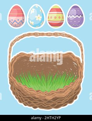 five easter season set icons Stock Vector