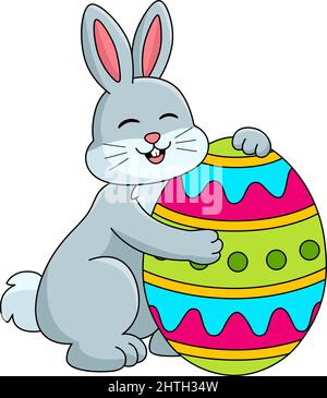 Rabbit Hugging Easter Egg Colored Illustration Stock Vector Image & Art ...