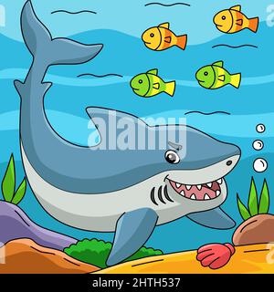 Great White Shark Cartoon Illustration Stock Vector