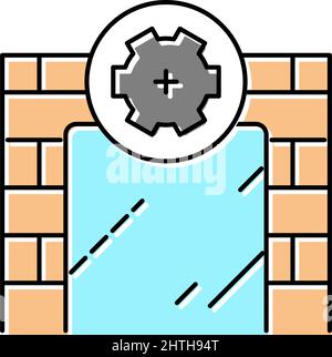 on wall installation mirror color icon vector illustration Stock Vector