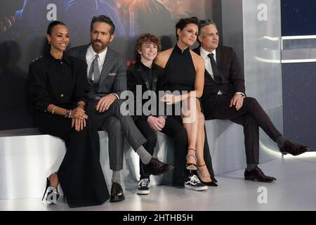 28 February 2022 - New York, New York - Mark Ruffalo, Ryan Reynolds, Walker  Scobell, Jennifer Garner. “The Adam Project” Netflix World Premiere held at  Alice Tully Hall in Lincoln Center. Photo