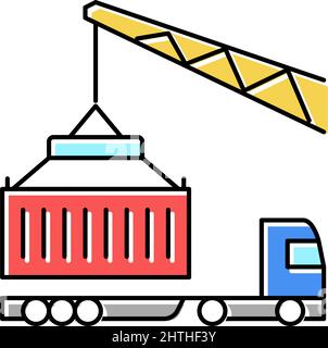 ship entering in port color icon vector illustration Stock Vector Image ...