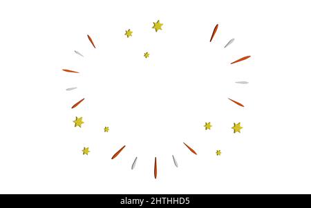 Explosion 3d. Fireworks 3d. Stars boom 3d. 3d vector.  Stock Vector