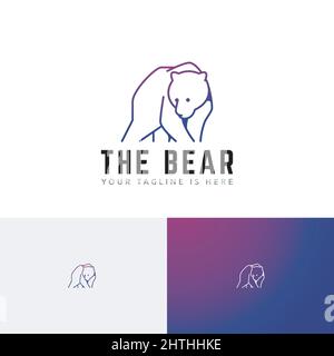 Big Grizzly Bear Wild Nature Monoline Logo Template Stock Vector