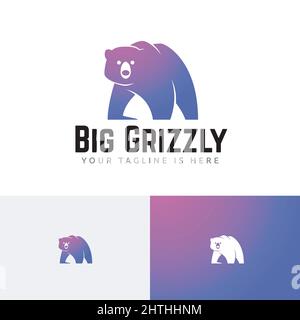 Big Grizzly Bear Walking Nature Modern Logo Template Stock Vector