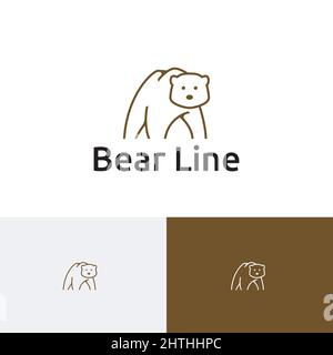 Simple Bear Line Art Style Nature Logo Template Stock Vector