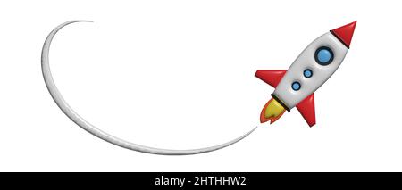 Rocket 3d isolated. Spaceship 3d. Start up 3d. Stock Vector