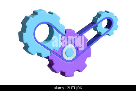 Gear 3d. Isometric gear. 3d vector. Teamwork 3d Stock Vector