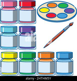 A set of watercolour on white background illustration Stock Vector