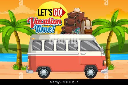 A van going on summer vacation illustration Stock Vector
