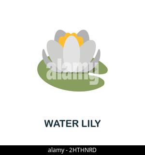 Water Lily flat icon. Colored element sign from flowers collection. Flat Water Lily icon sign for web design, infographics and more. Stock Vector