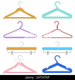 Clothes hangers set on white background. Stock Photo