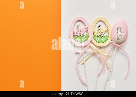 Easter decor in the form of eggs with copy space Stock Photo