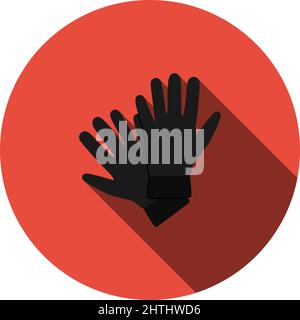 Criminal Gloves Icon. Flat Circle Stencil Design With Long Shadow. Vector Illustration. Stock Vector